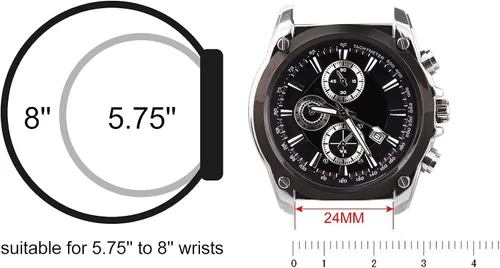Vista 5 de Correa de reloj de goma de silicona negra de 0.945in hebilla de acero inoxidable para reloj fósil
