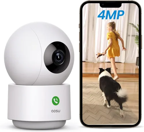 Vista 9 de aosu Cámara de seguridad 2K para interiores, monitor de bebé, cámara para mascotas de 360 grados para seguridad en el hogar con enrutador Wi-Fi