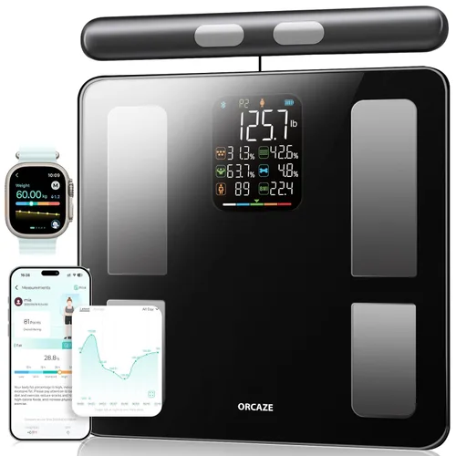 Vista 9 de Báscula inteligente para peso corporal, báscula digital de baño de 8 electrodos, para medición de metabolismo de proteínas óseas de IMC grasa, masa