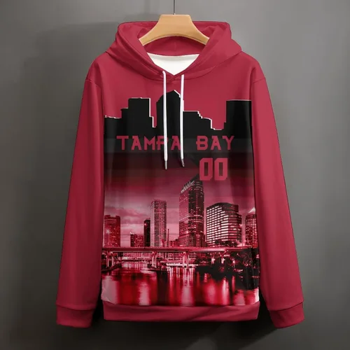 Vista 33 de Custom Football Hoodies City Night Skyline Personalized Sweatshirt Name Number Fan Gift Pullover for Men Women Youth