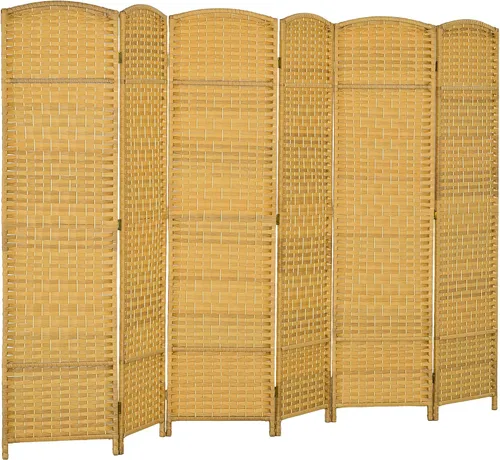 Vista 20 de HOMCOM Divisor de habitación de 3 paneles, pantalla de privacidad plegable de 6 pies de alto, partición de pared independiente tejida a mano