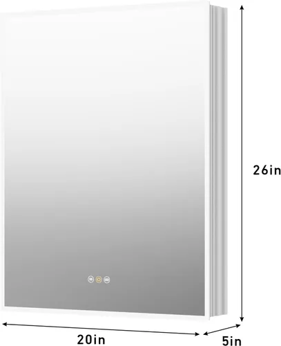 Vista 2 de Botiquines empotrados para baño con espejo, solo gabinete de medicina empotrado con desempañador, atenuador, tomas de corriente y USB, tres puertas