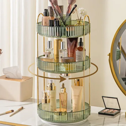 Vista 10 de Aveniee Organizador de maquillaje giratorio de 360 grados para tocador, organizadores de baño mejorados para perfume y cuidado de la piel