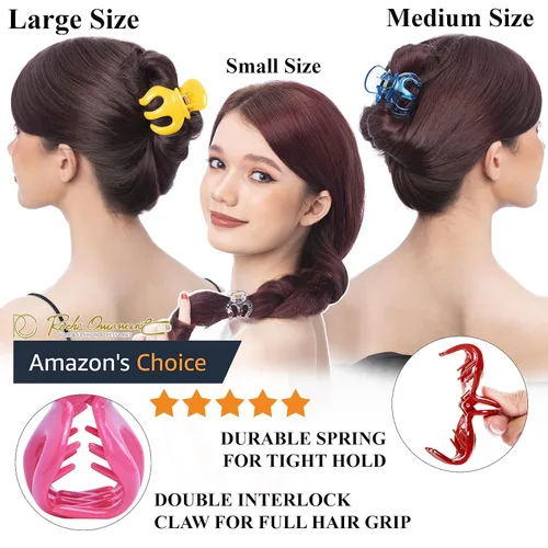 Vista 2 de RC ROCHE ORNAMENT 12 pinzas para el pelo de pulpo para mujer, cabello grueso o fino, calabaza, antideslizante, agarre de garra, estilo araña, pinzas