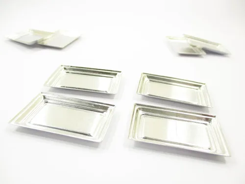 Vista 5 de Accesorios en miniatura para casa de muñecas, 4 bandejas pequeñas de hojalata #L Suministro para panadería Dijes Deco - 8177