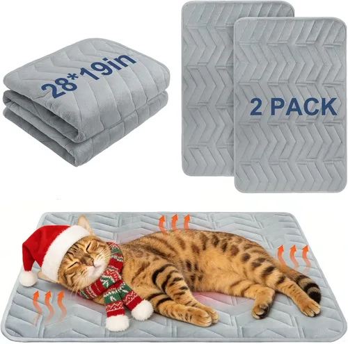 Vista 14 de BEAUTYZOO Cama para Gatos Autocalentable, Paquete de 4 Camas Calentadas para Gatos, Almohadilla de Calentamiento de Lámina Térmica de Felpa Extra