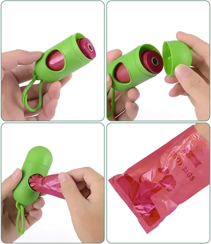 Vista 5 de Bolsa para excrementos de perro, 26 rollos (390 unidades), bolsas biodegradables para desechos de perros con 1 dispensador gratis, bolsas