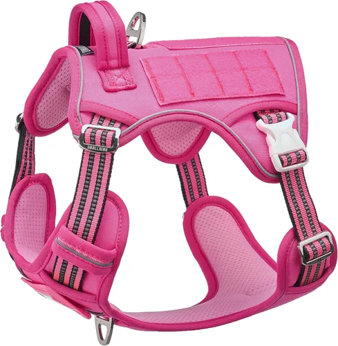 Vista 16 de Arnés táctico para perros medianos y grandes, control ajustable sin tirones con asa, chaleco reflectante resistente, talla XL Verde militar