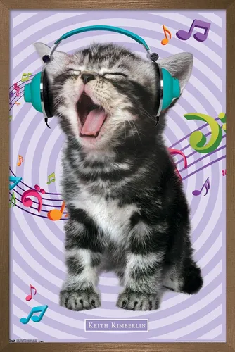 Vista 18 de Trends International Keith Kimberlin - Gato - Póster de pared cantando, 14.725 x 22.375 pulgadas, versión con marco de madera tipo granero