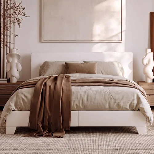 Vista 10 de Allewie Base de cama tamaño matrimonial con cabecera ajustable, cama tapizada con plataforma y listones de madera, base de colchón resistente,