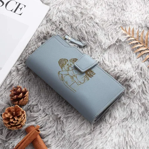 Vista 11 de Loveje - Billeteras personalizadas para mujer, de piel sintética, con grabadas fotográficas, triple pliegue, tarjeta de crédito, cartera larga