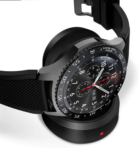 Vista 7 de MoKo Anillo de bisel compatible con Samsung Gear S3/Galaxy Watch 1.811 in, cubierta adhesiva de acero inoxidable resistente a los arañazos