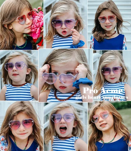 Vista 2 de Pro Acme Lentes de sol con forma de corazón para niñas pequeñas de 3 a 10 años con forma de abeja