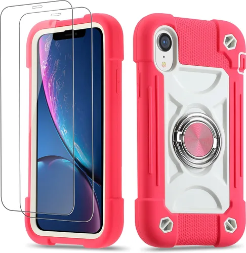 Vista 70 de Funda para iPhone Se3/iPhone Se2, iPhone 6/6S, iPhone 7/iPhone 8 de 4.7 pulgadas con soporte de anillo, con 2 protectores de pantalla resistentes