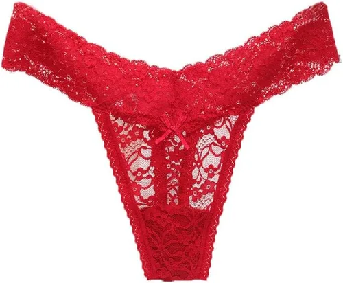 Vista 6 de UWOCEKA Tangas de encaje sexy para mujer, ropa interior atrevida, paquete de 5