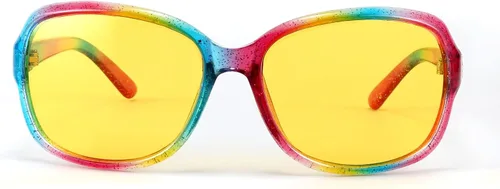 Vista 2 de FEISEDY Gafas de noche clásicas para mujer, antirreflejos, envolventes, amarillas, B2548
