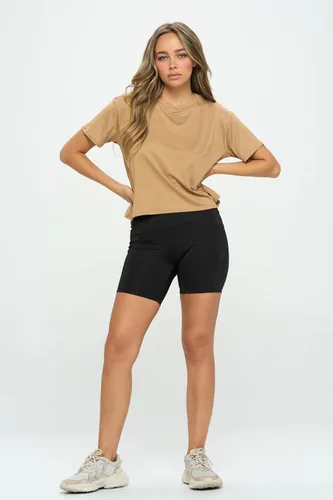 Vista 5 de Knit Riot Camiseta corta para mujer, manga corta, suave, con cuello redondo, casual, activa, para yoga, correr, camiseta recortada