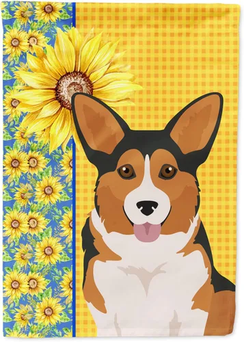 Vista 38 de Caroline's Treasures WDK5313GF Bandera de jardín con diseño de girasoles de verano, color negro y tostado, Airedale Terrier para buzón, bandera