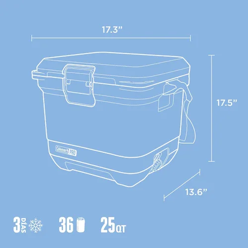 Vista 3 de Coleman Pro Enfriador Rígido Premium Ultraligero de Servicio Pesado de 25 cuartos, Aislamiento Extra Grueso Mantiene el Hielo hasta 3 Días
