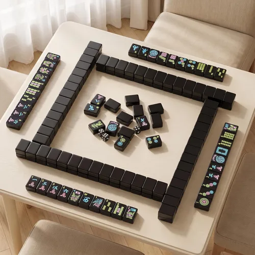 Vista 8 de American Mahjong - Juego de azulejos Mahjongg, 166 azulejos negros