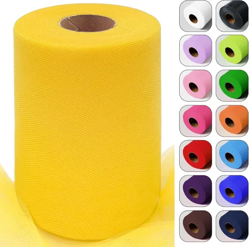 Vista 29 de Rollos de tela de tul verde ácido de 6 pulgadas por 100 yardas (300 pies) Cinta de tul para tutú, falda, envoltorio de regalo, decoración de boda