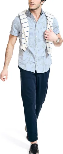 Vista 4 de Nautica Camisa de manga corta de cambray estampada para hombre