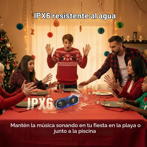 Vista 6 de DOSS SoundBox Pro+ P300 Altavoz Bluetooth con sonido estéreo de 40 W, graves adicionales, IPX6 a prueba de agua, emparejamiento TWS, diversos