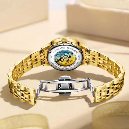 Vista 2 de OLEVS Reloj automático para mujer, de lujo, con diamantes de lujo, cuerda automática, impermeable, fecha luminosa