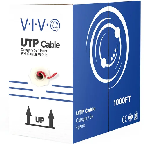 Vista 11 de VIVO Cable Cat5e a granel de 1,000 pies, cable Ethernet CCA, 24 AWG, caja de extracción UTP, red LAN, azul, CABLE-V001B