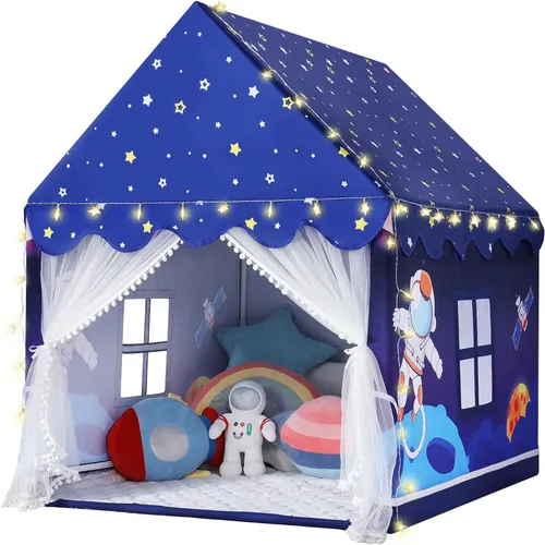 Vista 8 de Wilwolfer Space - Tienda de campaña para niños en interior: con paspartú, tienda de campaña para niños, juguetes espaciales, decoraciones