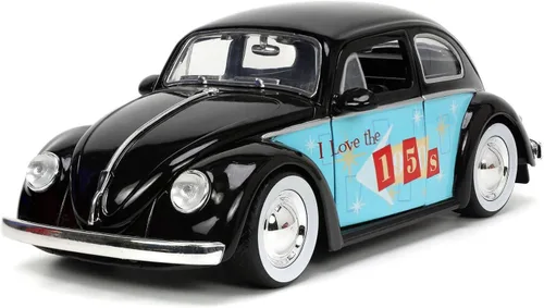 Vista 2 de Jada Toys I Love The 50's 1:24 1959 Volkswagen Beetle - Coche fundido a presión, juguetes para niños y adultos, color negro