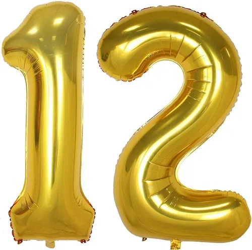Vista 6 de Globos dorados del número 12, globos del número 21, 40 pulgadas