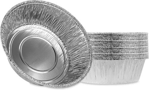 Vista 15 de PLASTICPRO Moldes redondos profundos de papel de aluminio de 10 pulgadas, aluminio desechable, aptos para congelador y horno - Para hornear