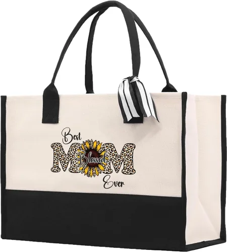 Vista 6 de VANESSA ROSELLA Bolsa de lona de algodón Nueva mamá regalo mejor mamá nunca bolsa perro mamá tote compras