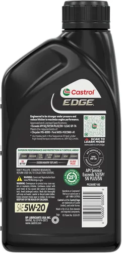 Vista 4 de Castrol EDGE 5W-20 Advanced - Aceite de motor sintético completo, 1 cuarto de galón, paquete de 6