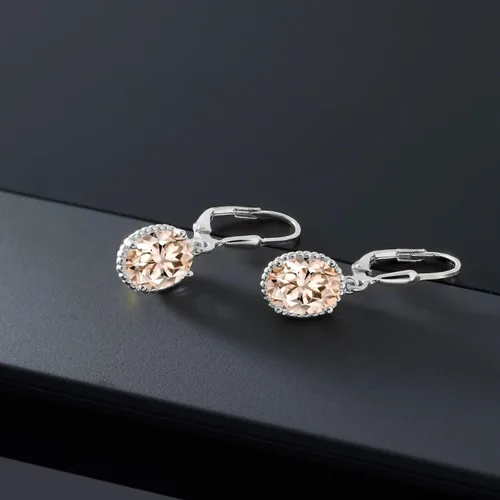 Vista 35 de Gem Stone King Aretes colgantes de gota para mujer, plata de ley 925, piedra natal ovalada de 0.354 x 0.276 in, joyería fina, regalos para ella