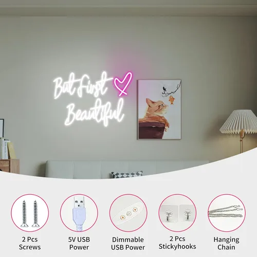 Vista 7 de Letrero de neón para decoración de pared, letras LED de negocios, regalos de fiesta de cumpleaños, letreros nocturnos decorativos LED, decoración