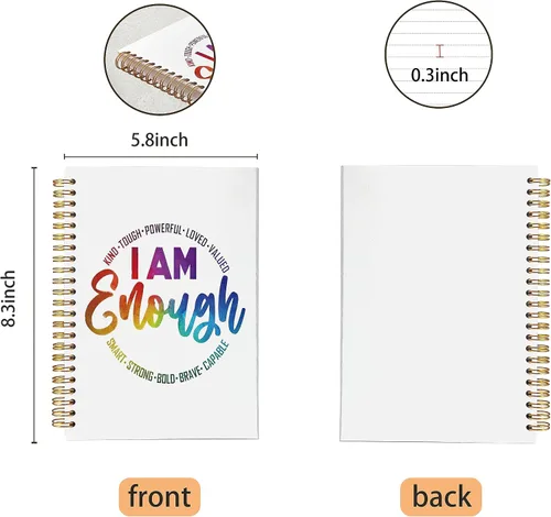 Vista 5 de VNWEK Cuaderno inspirador, diario con espiral de afirmación inspiradora "I Am Enough de 5.5 x 8.3 pulgadas, diario motivacional