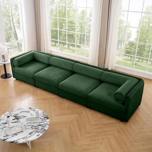 Vista 13 de Sofá biplaza azul de 75.5 pulgadas, sofás seccionales grandes de 2 plazas para sala de estar, sofá modular de tela de felpilla, juego de sofás