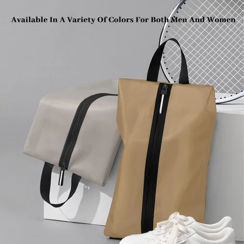 Vista 6 de Shoe Bag Water-Resistant, Travel Friendly Golf Shoe Bag with Zipper for Sports Ideal for Gym,Spikes,Golf,Tennis (Beige, 1-Pack)