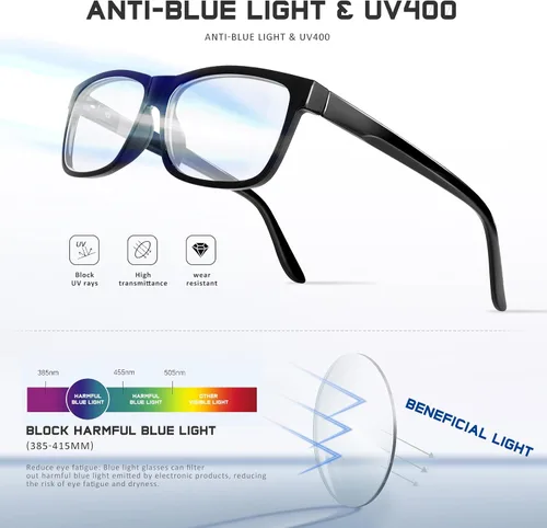 Vista 4 de 5 Pack Reading Glasses for Women Men, Blue Light Blocking Computer Readers UV Glare Negro claro