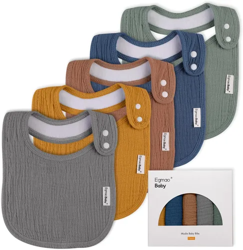 Vista 14 de Baberos de muselina para bebés niños y niñas, babero de muselina orgánica para bebé para babeo y dentición, baberos suaves de bandana para babeo