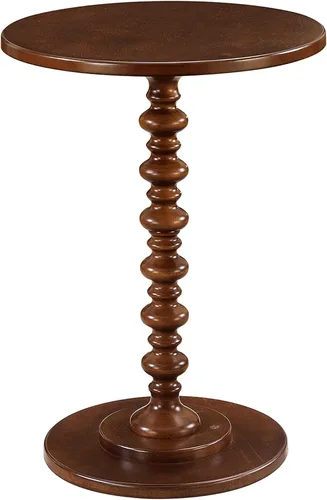 Vista 9 de Convenience Concepts Palm Beach Mesa de Husillo de 17.75" – Mesa auxiliar redonda tradicional para sala de estar, mesa auxiliar de madera maciza