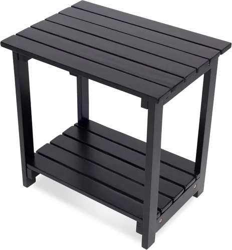 Vista 9 de Shine Company Providence - Mesa auxiliar rectangular de madera maciza, mesa de patio Adirondack para exteriores, color rojo chile Rojo (Chili Red)