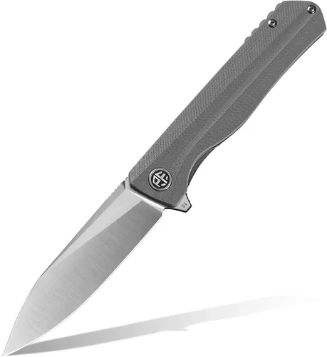 Vista 8 de Petrified fish Mango G10 Hoja de acero D2 2CR13 rodamiento de bolas plegable cuchillo de bolsillo con tapa abatible para acampar, caza, uso diario