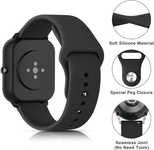 Vista 2 de Wanme Bandas para Amazfit Bip 3 / Bip 3 Pro / Bip U Pro / Bip / Bip Lite / Bip S / Bip S lite / Bip U, correa de repuesto deportiva de silicona