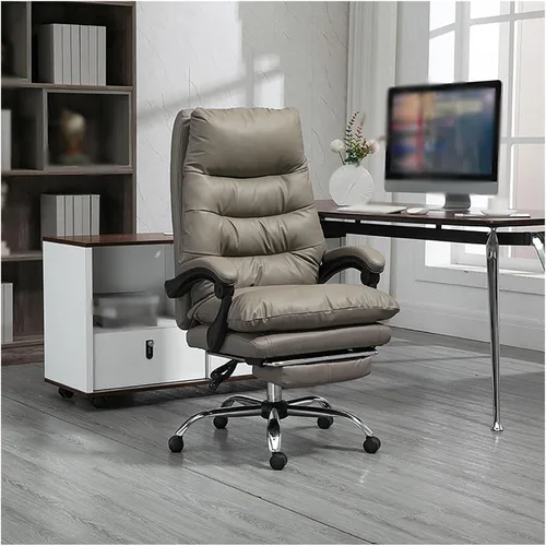 Vista 8 de Silla de oficina ejecutiva con reposapiés, silla de oficina grande y alta, silla de oficina ergonómica de piel sintética, sillas de escritorio