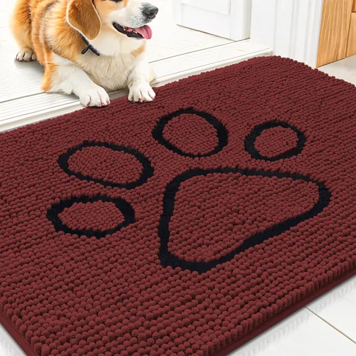 Vista 85 de Smiry Tapete para puerta de perro para patas fangosas, absorbente y Gris y negro