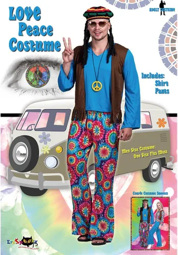 Vista 2 de EraSpooky Disfraz de amor hippie para hombre adulto
