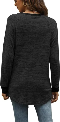 Vista 4 de Geifa Suéteres de cuello redondo para mujer con bolsillo, manga larga